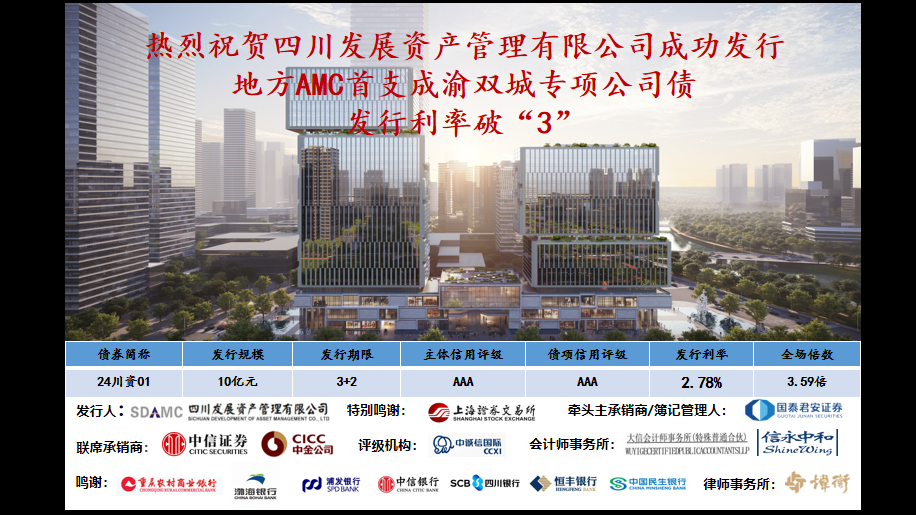 看好雙城經(jīng)濟(jì)，發(fā)行利率破“3”—川發(fā)資管成功發(fā)行成渝雙城專(zhuān)項(xiàng)公司債